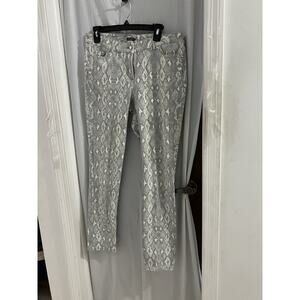 J. McLaughlin Gray White Snake Print Lexi Jeans Sz 12